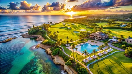 Obraz premium Aerial View of Luxurious Resort Exclusive Premium Membership Benefits