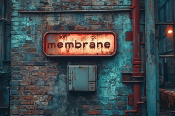 Fototapeta premium A rustic urban wall with a neon 