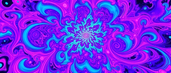 Cosmic Dreamscape: Vibrant Purple Blue Fractal Explosion