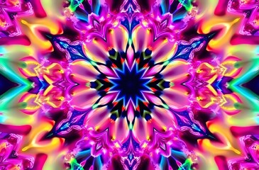 Psychedelic Starburst Kaleidoscope Pattern