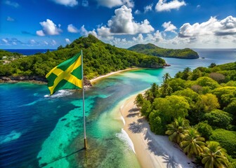 Aerial View Vincent Grenadines Flag
