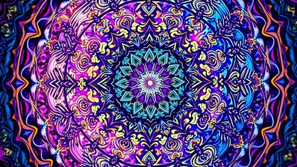 Vibrant Psychedelic Mandala Background