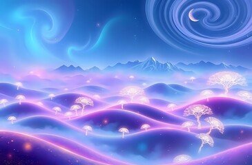 Dreamscape Odyssey: Vibrant Purple Skies and Floating Islands