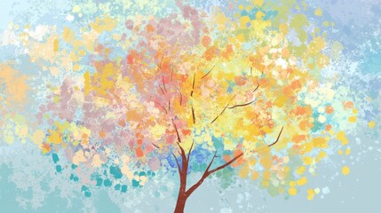 Autumn Tree Painting with Vibrant Fall Colors