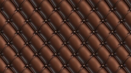 Exquisite Brown Leather Upholstery with Diamond Quilting: A Luxurious Interior Design