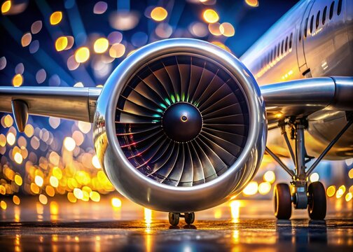 Airbus A321neo Jet Engine Close-up with Bokeh Background - Aviation Stock Photo