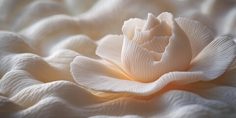 Exquisite Close-Up of Intricately Detailed White Rose with Delicate Petals in a Serene and Soft Ambient Environment Capturing Natural Beauty