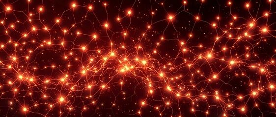 Obraz premium Ethereal Cybernetic Brainwave Network in Warm Glow