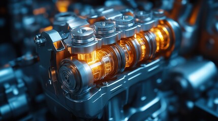 Fototapeta premium Close-up of a high-performance engine component showcasing intricate mechanical design.