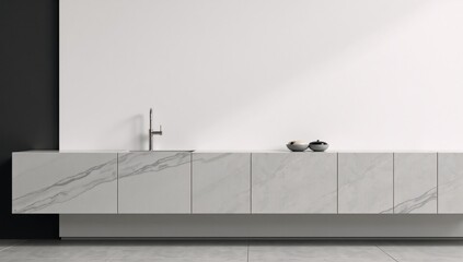 Marblegranite-white wall with black abstract patterns sleek polished tile and countertop textures in grayscale for modern sophisticated interior design