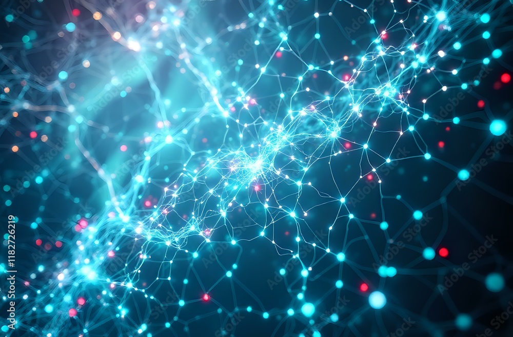 Poster dynamic bioluminescent cybernetic glow - abstract data visualization