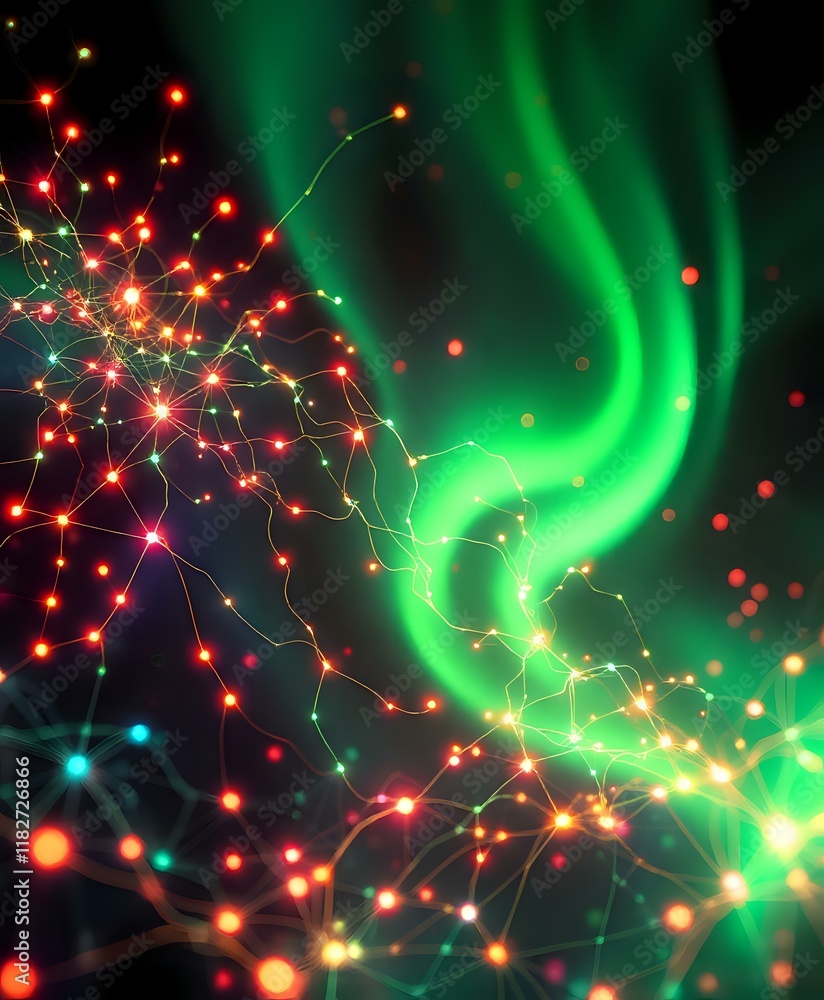 Poster ethereal bioluminescent network in deep space