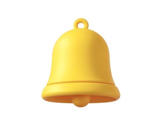 3D icon with blank white background. Yellow notification bell, Minimalist cartoon design. 3D render object