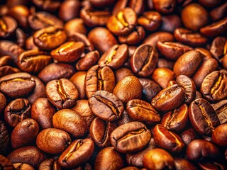 Fototapeta premium Aromatic Roasted Coffee Beans: Tilt-Shift Texture Background Stock Photo