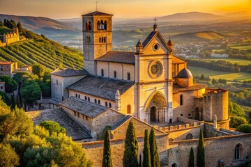 Naklejka premium Assisi Basilica San Francesco, Umbria, Italy: High-Resolution Stock Photo