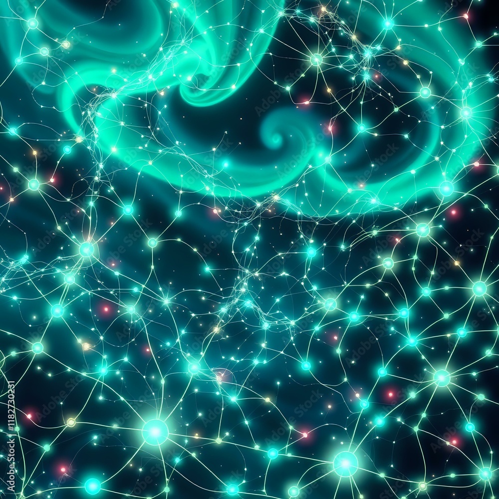 Aufkleber ethereal neural network art nouveau scene for tech visualization