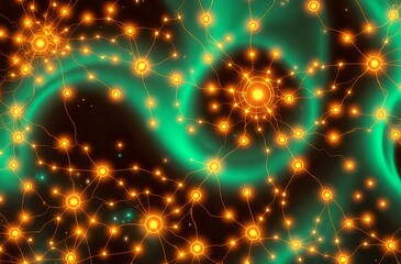 Obraz premium Radiant Constellation: Bioluminescent Star Map, Art Nouveau Style