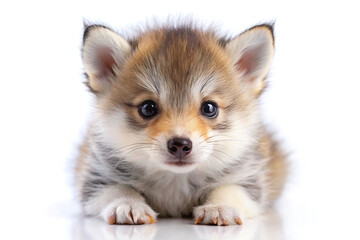 Obraz premium Adorable fluffy Pomeranian puppy lying down.