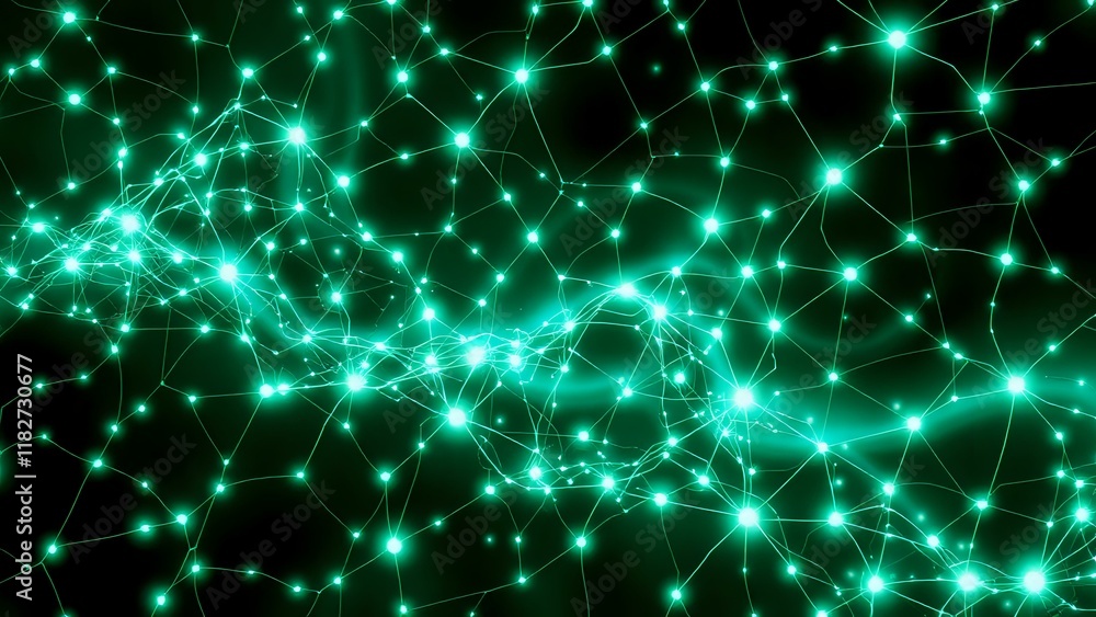 Poster Dynamic Bioluminescent Network Abstract Art Stock Image