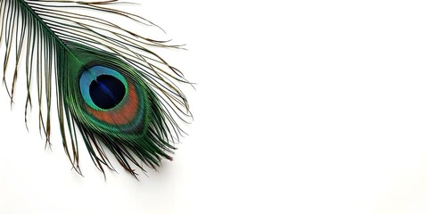 Naklejka premium Vibrant peacock feather on a white background