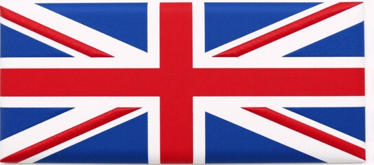 A British Flag is showcased against a pure-white background Isolated