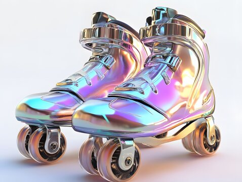 Iridescent Roller Skates: A Futuristic, Dreamlike Design