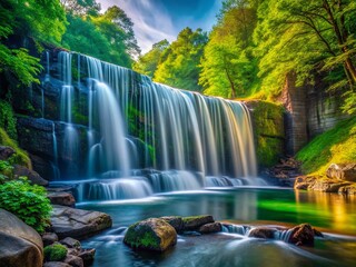 Fototapeta premium Baldwin Lake Dam Waterfall Long Exposure Photography - Majestic Nature Scene