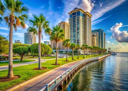 Bayshore Boulevard Tampa Florida Scenic Waterfront Architecture Photography