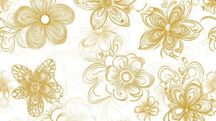 Stunning Gold Floral Pattern: A Sophisticated and Elegant Design for Wallpaper or Fabric