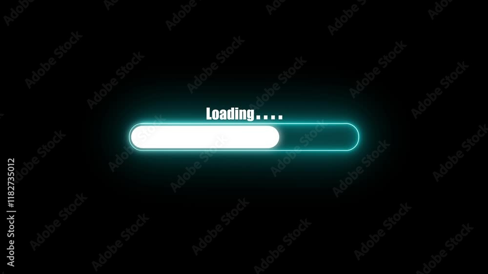 Poster glowing loading bar with smooth animation indicating progress and data flow.