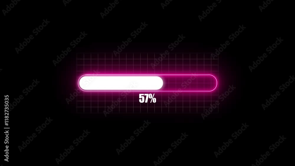 Aufkleber glowing loading bar with percentage indicator showing progress and completion.