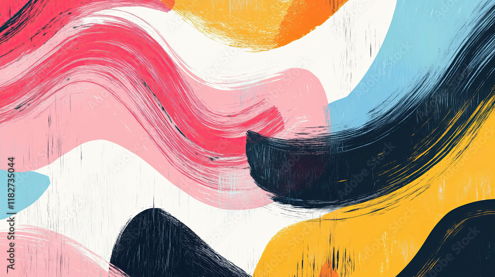 Aufkleber dynamic background of paint lines and brush textures with colorful curves and shapes