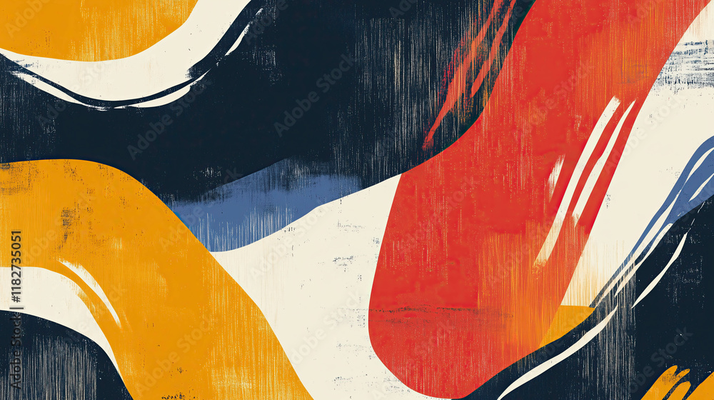 Poster colorful textured background featuring paint lines and brush strokes in dynamic shapes