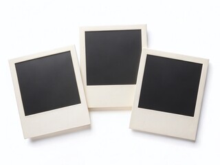 Blank Polaroid Frames: Minimalist White Background Stock Photos