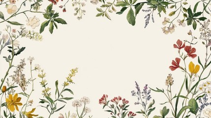 Light cream background with delicate floral illustrations and central text space for Women&rsquo;s Day celebrations..