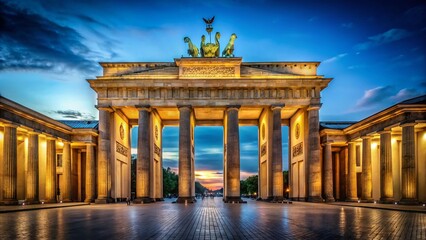 Brandenburg Gate Night Berlin Germany Peaceful Unity Landmark Historical Architecture