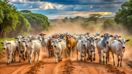 Brazilian Cattle Drive: Dusty Road in Mato Grosso do Sul