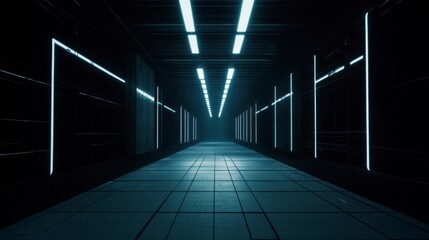 A Futuristic Corridor Design with Neon Lighting. A Stylish and Modern Architectural Tunnel with Geometric Wall Patterns. An Elegant and Minimalist Architectural Space.