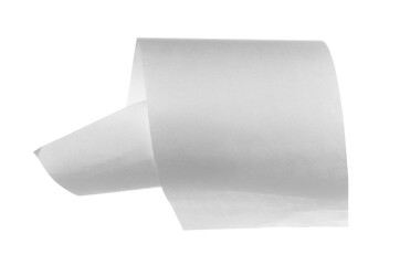 White paper flying, sheet falls and twists isolated on white, clipping path	