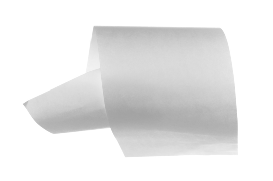 White paper flying, sheet falls and twists isolated on white, clipping path	