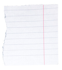 Torn paper of note book on transparent backgorund