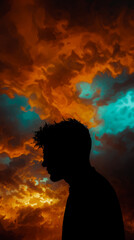 Shadowy Figure Under The Colorful Skys