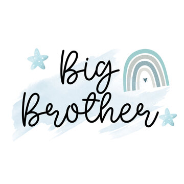 Big Brother Rainbow Graphic - Cute and Colorful Design for Sibling Announcement or Nursery Decor