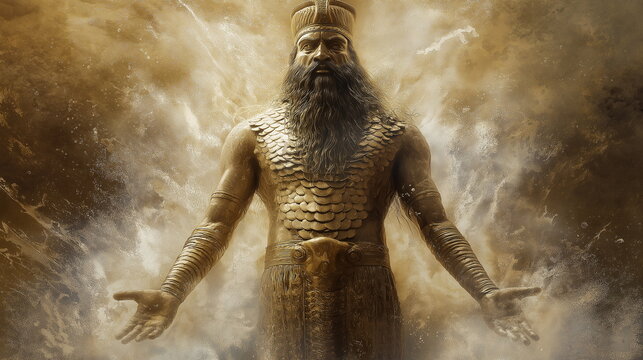 The Mesopotamian god Enki standing at the source o_003