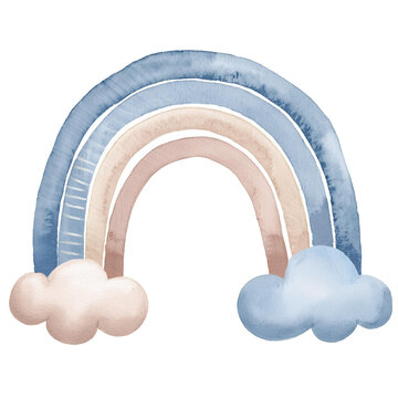 Blue Whimsical Rainbow Graphic - Perfect for Kids' D&eacute;cor, Invitations, and Creative Designs