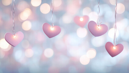 Fototapeta premium Bokeh heart background. Valentine's day concept. 