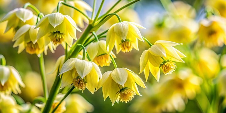 Close-up of Delicate Wild Yellow Packera Anonima Flowers, Soft Green Background
