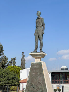 Larnaca, Cyprus, October 17, 2024: Statue in memory of Mickalakis Parides, EOKA freedom fighter