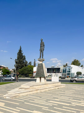 Larnaca, Cyprus, October 17, 2024: Statue in memory of Mickalakis Parides, EOKA freedom fighter