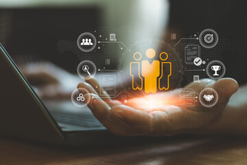 HRM, human resource management concept, job application, job interview recruitment Find human...